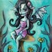 Franken Fairy with Bat Wings, Gothic Fantasy Art Print
