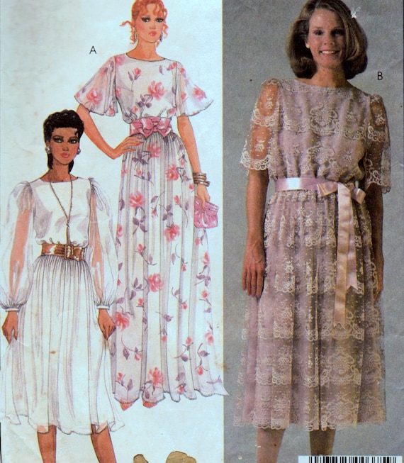 Vintage 80's Sewing Pattern McCall's 8916 Lacy Dress or Gown Size 12 Bust 34 inches Complete