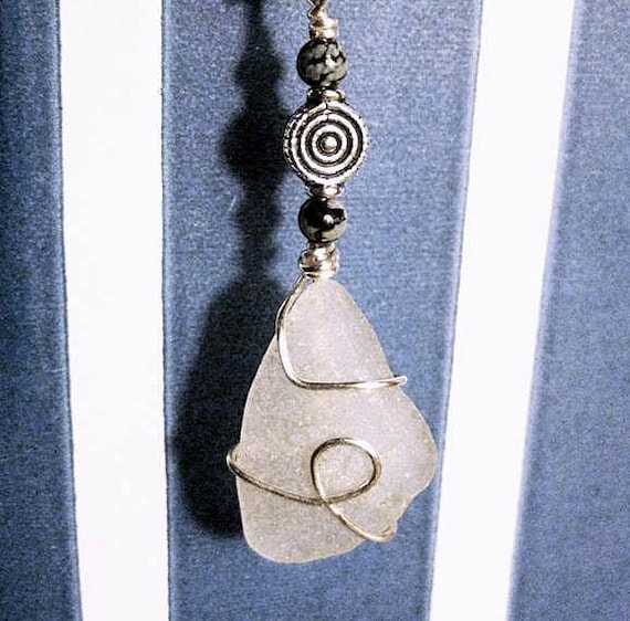 Irish Gifts. Bookmark Celtic. Seaglass, Silver & Stone. Made in Ireland