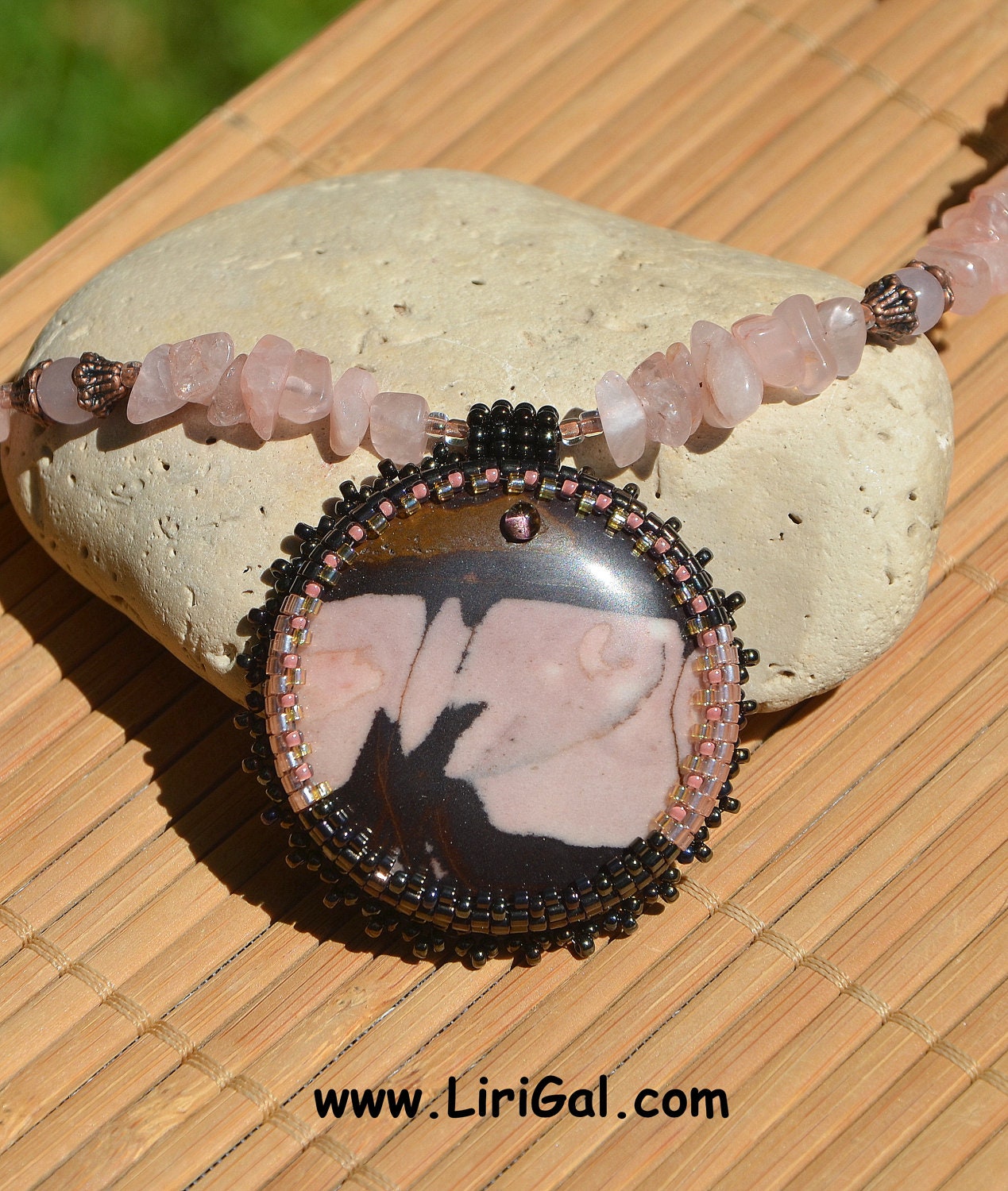 Do wolves really howl at the moon... Beaded cabochon pendant. EBWC