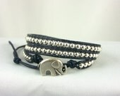 STERLING SILVER Leather Wrap Bracelet, Ladies Size 6.25 - 7.5, Great Gift Idea, Free Shipping