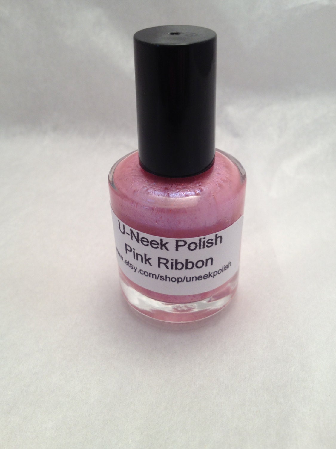 Pink Ribbon- Custom Handmade Polish Full Size-- For Breast Cancer Awareness