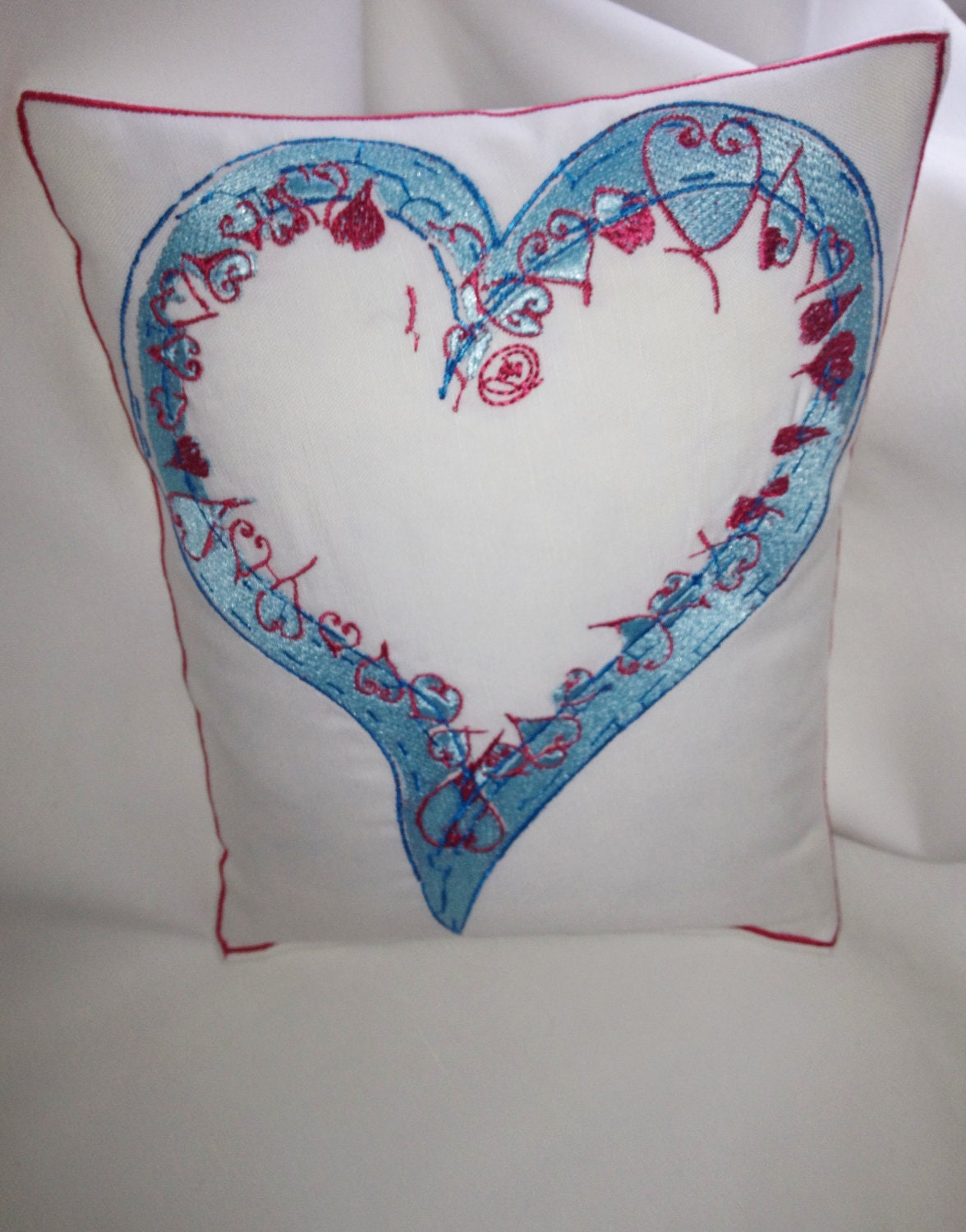 Love Heart, Artistic Embroidery - Throw Cushion