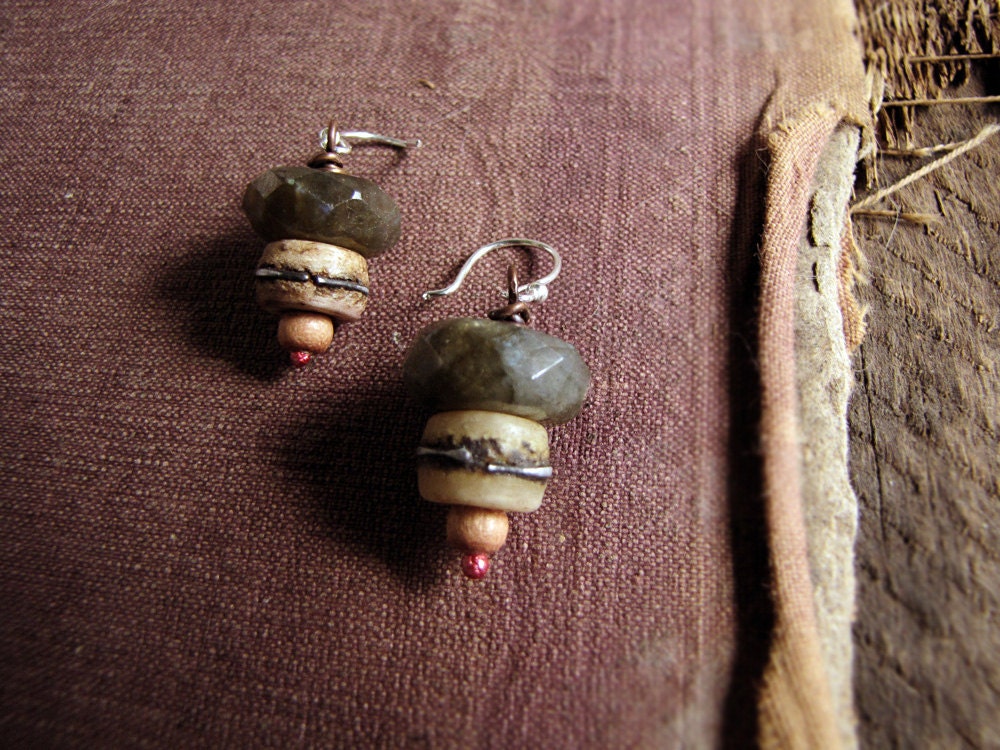 World's End - rustic labradorite earrings - modern primitive