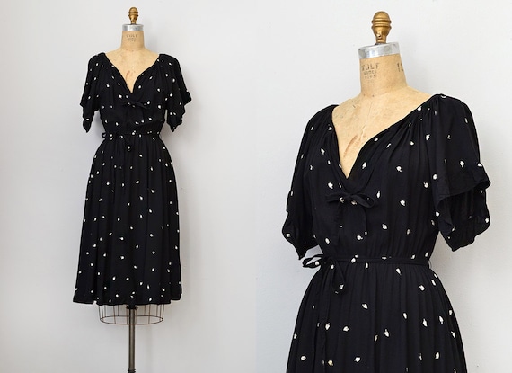 vintage 1970s black Nipon boutique dress