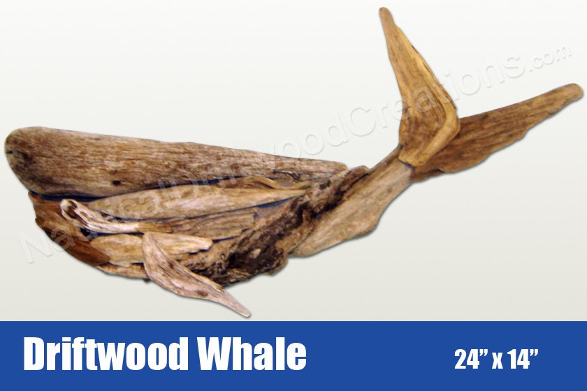 Driftwood Whale Hanging Wall Art 24x14
