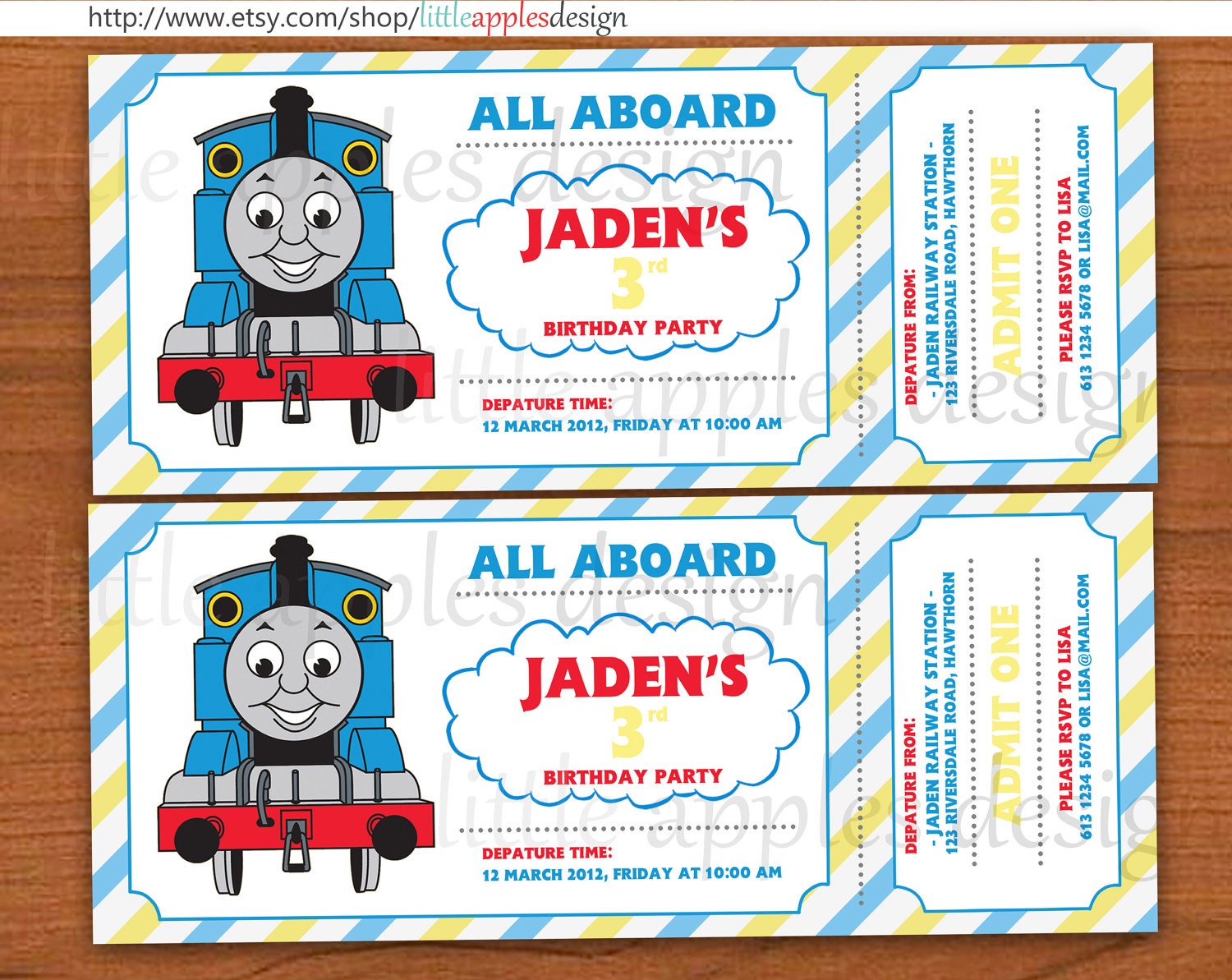 Thomas and friends Birthday Invitation by Little Apples Design