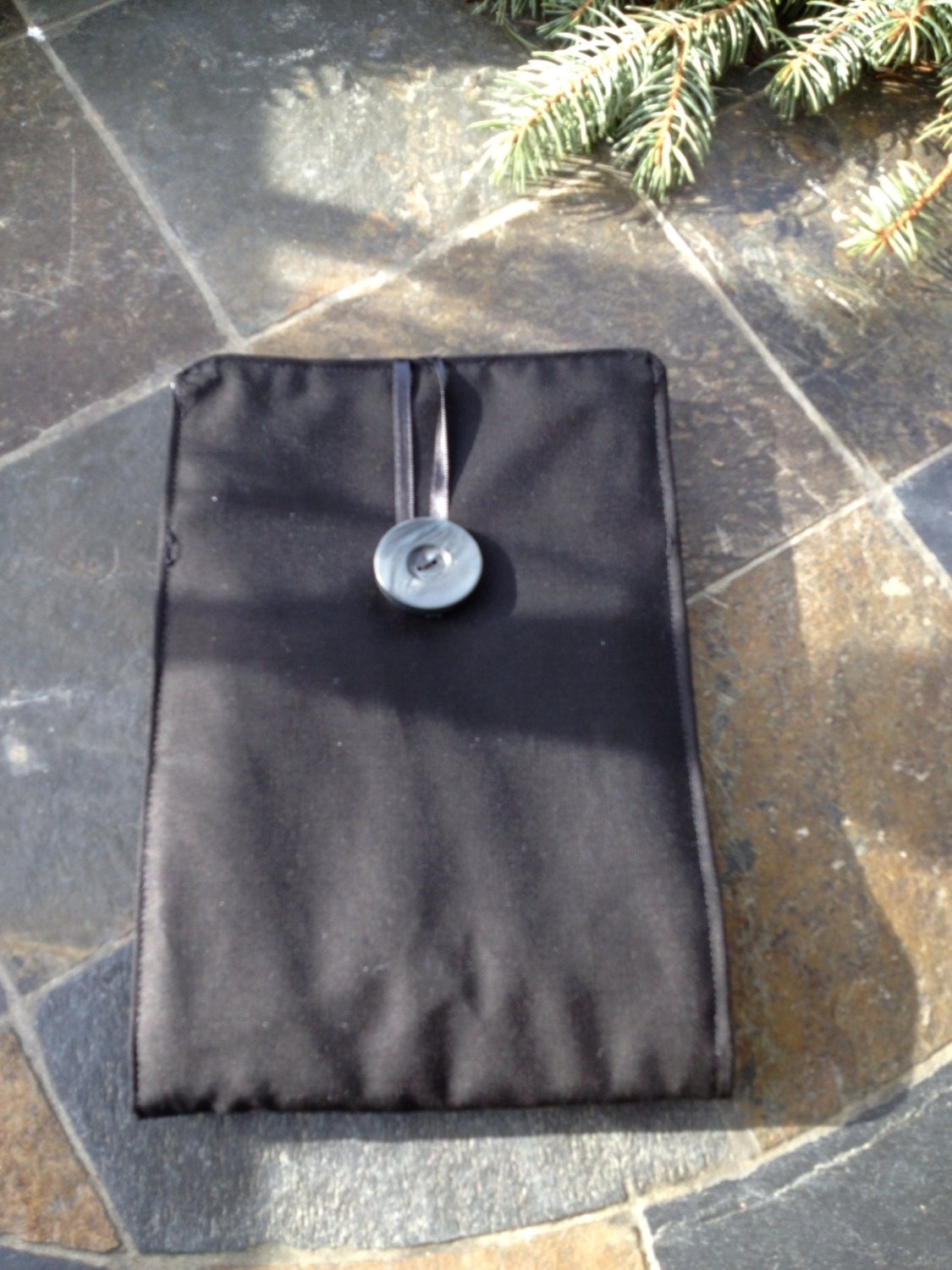 Circular Knitting Needle Holder- Case- Holds 2 Needles Black - White Print