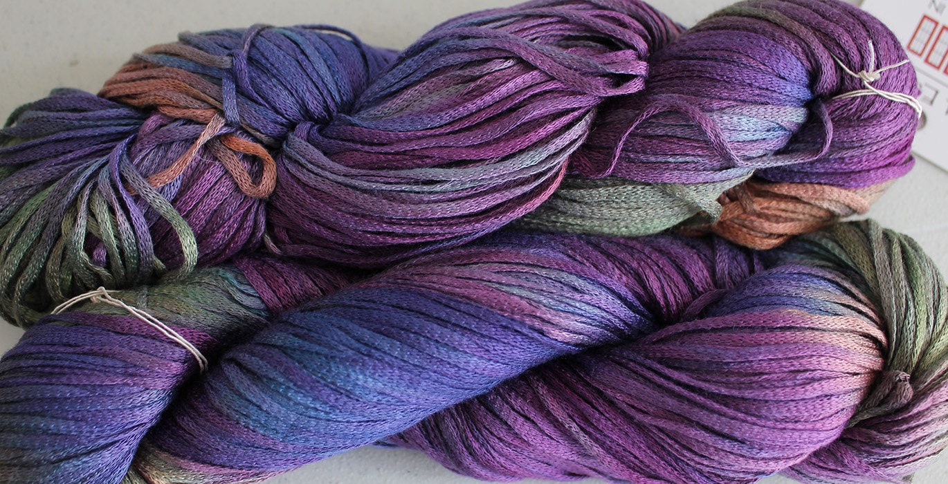 Hand dyed yarn, Rayon Tape Ribbon - Vineyard