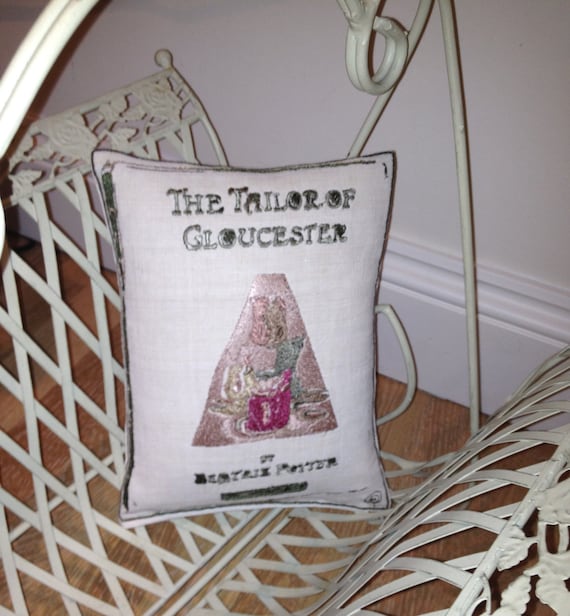 The Tailor Of GLOUCESTER, Beatrix Potter Artistic Embroidery Cushion Throw - Vintage Linen