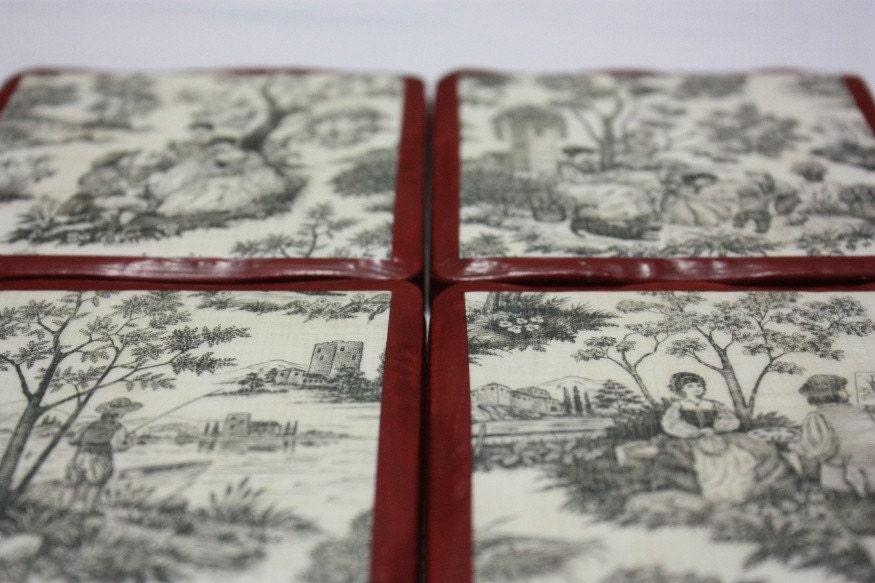 Red Toile Coasters
