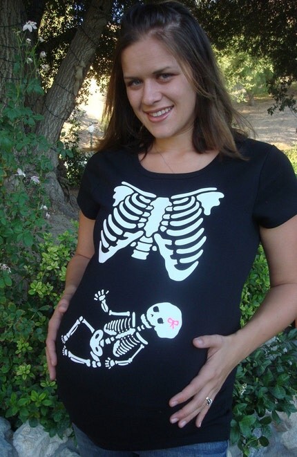 Halloween custom skeleton Maternity shirt short or long sleeve