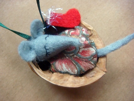 Mouse in bed Christmas tree ornament