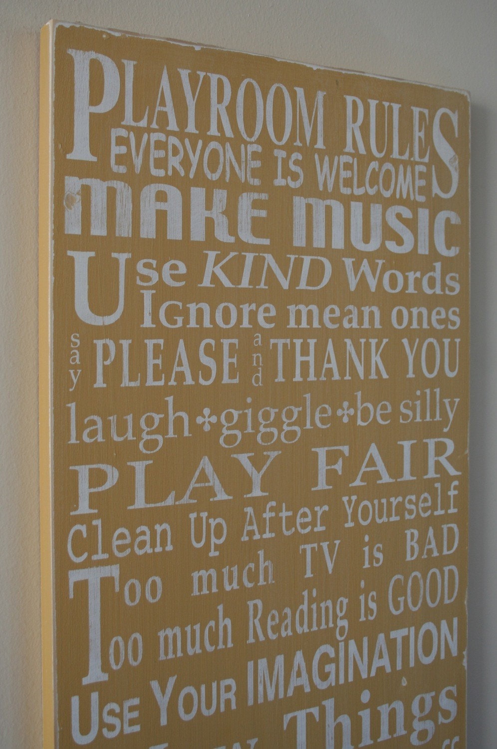 Playroom Rules - Typography Word Art