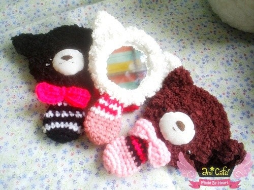 Hand Mirror - Teddy Bear Crochet (BROWN)
