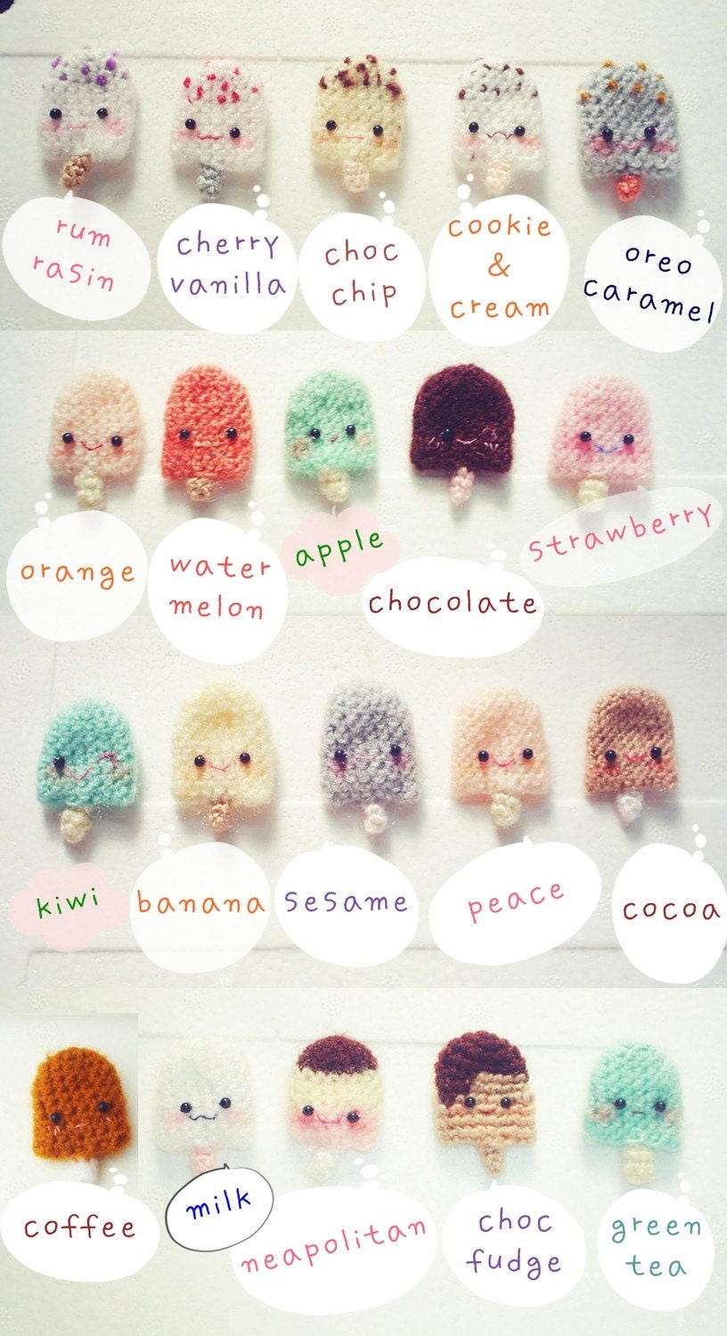 20pcs Ice-Cream Super Cute set - Amigurumi Sweet by Ami Cafe' - Ready to ship