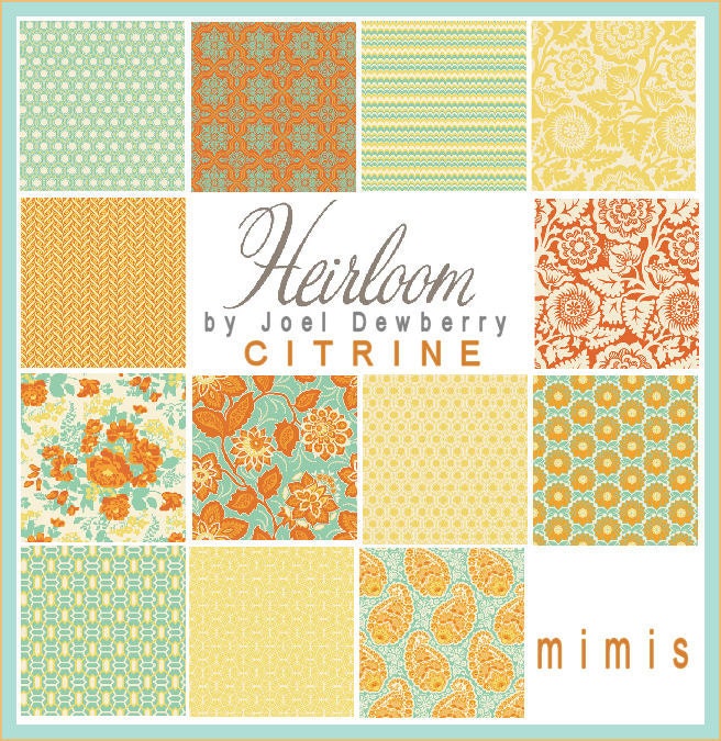 Joel Dewberry Fabric / Heirloom Collection /  CITRINE PALETTE  Fat Quarter Pack Cotton  Quilt  Fabric 13 Total