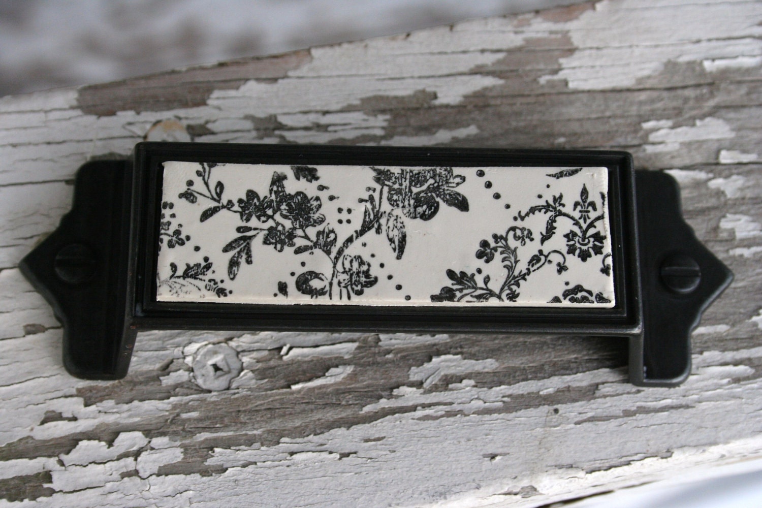 Vintage Inspired Dotted Floral Custom Drawer Pull