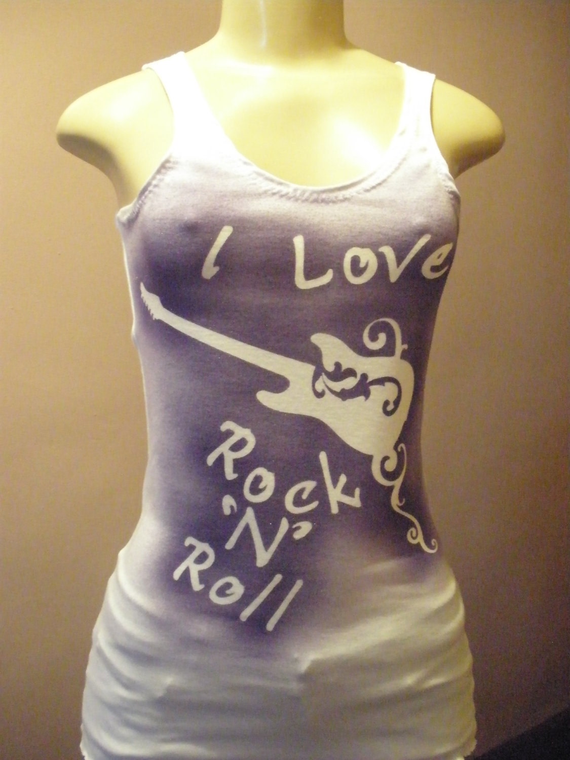 Cool Looking Sleeveless Tank Top with Unique Message ( I Love Rock N Roll ) Size Small/Medium/Large