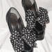 Black & White Polka Dot Shoe Bows Stick On's w/ Rhinestone Shoe Accessories for High Heels, Flat, Bridal Party, Women Shoes, Not Shoe Clips